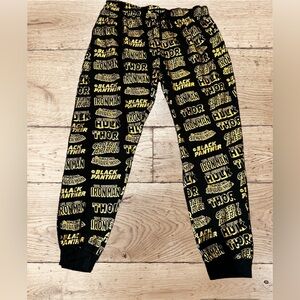 Marvel Men’s Black Tapered Ankle Sweatpants W/Gold Graphics Sz XXL